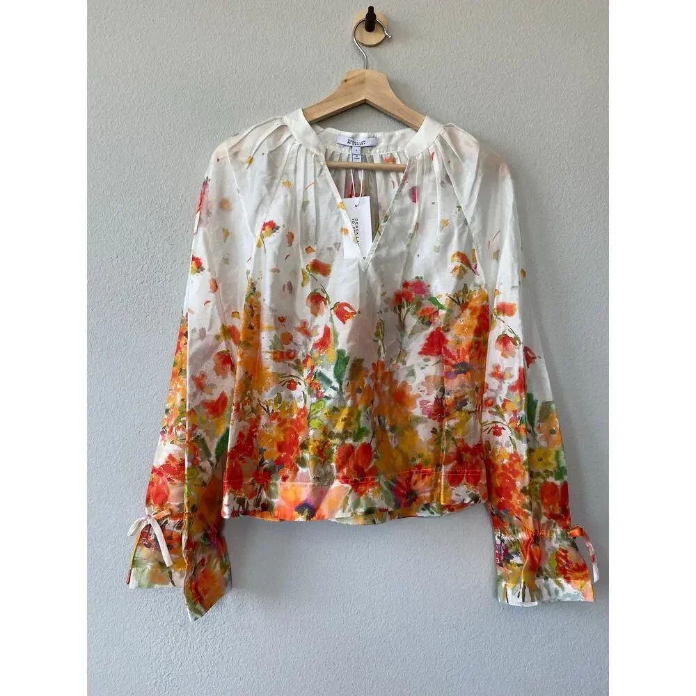 Derek Lam 10 Crosby Milon Tencel Organza Floral Blouse Size S NWT Designer Top